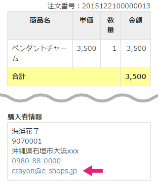 購入者へ注文確認のメールを送信