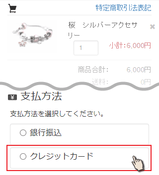 クレジットカード払いを選択