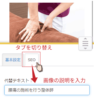 代替テキストの入力